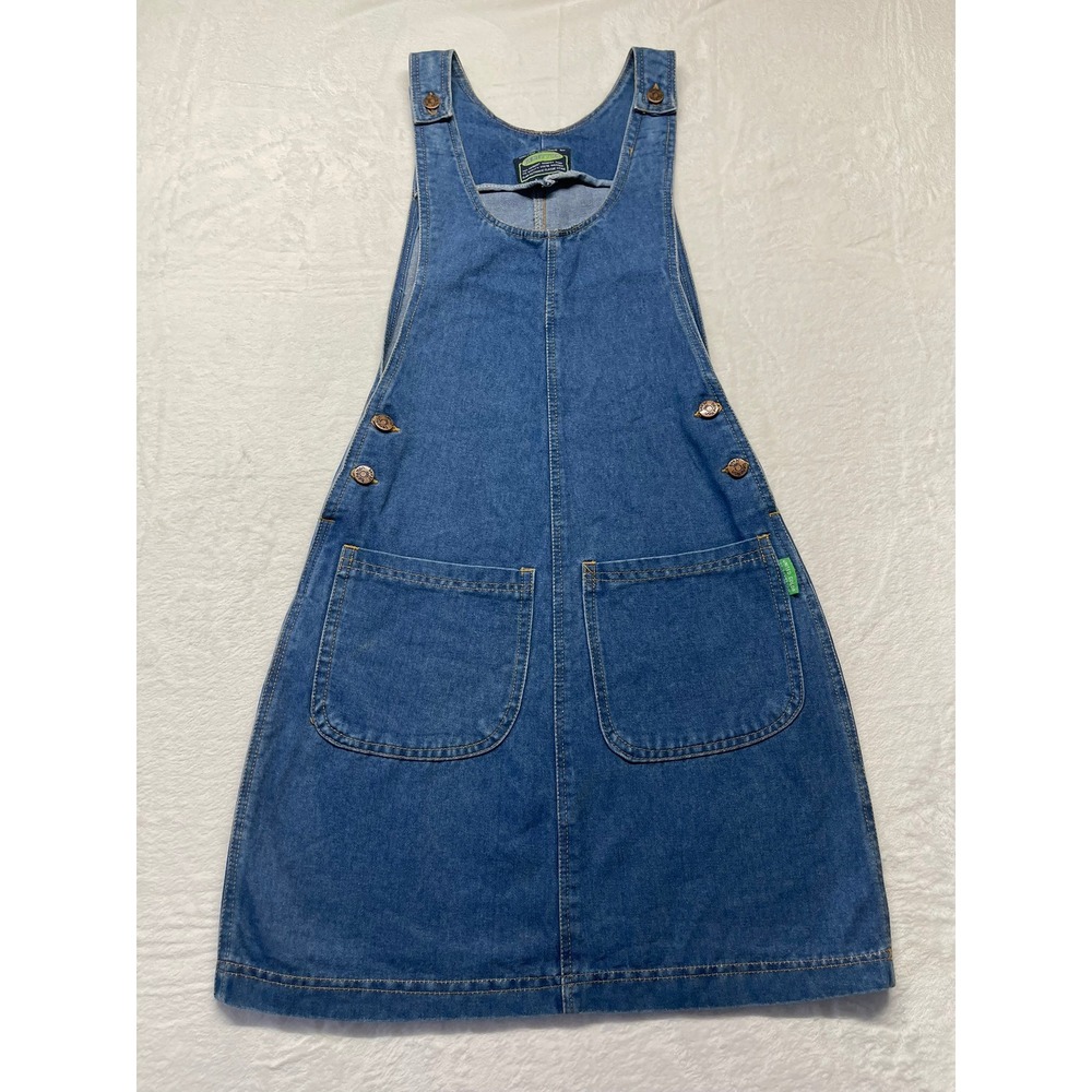 Vintage 90s United Colors of Benetton Denim Pinafore Jumper Dress Blue Jean